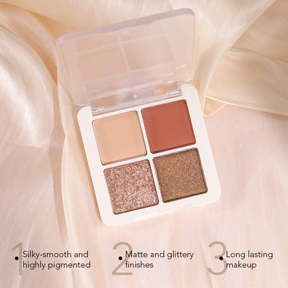 4 Colors Matte Shimmer Eyeshadow Makeup Palette,Rose Gold Champagne Nude Natural Neutral Eye Shadow Palette,Long Lasting Waterproof Naturing-Looking Women Girls Eye Shadow