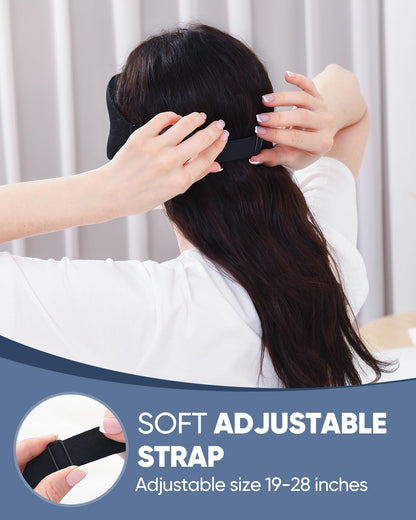 MZOO Luxury Sleep Eye Mask for Side Sleeper Men Women, Zero Eye Pressure 3D Sleeping Mask, Light Blocking Patented Design Night Blindfold, Soft Eye Shade Cover for Travel, Blue