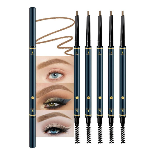 5 Pcs Waterproof Professional Makeup Micro Brow Pencil, Coffee Brow Kit with Eyebrow Brush, Ultra-Fine Mechanical Pencil, Eyebrow Pencils for Women(C03#Coffee, 5Pcs)