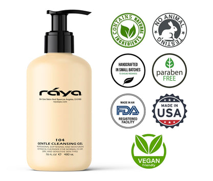 Raya Gentle Facial Cleansing Gel 16 oz (104) | Softening and Moisturizing Botanical Cleanser for Dry and Sensitive Skin| Helps Hydrate Smooth Complexion