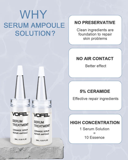 Ceramide Serum for Skin Barrier Repair, Hydrating Serum to Reduce Dryness and Wrinkles, 5% Ceramide Face Serum Ampoule Solution 2 Vials