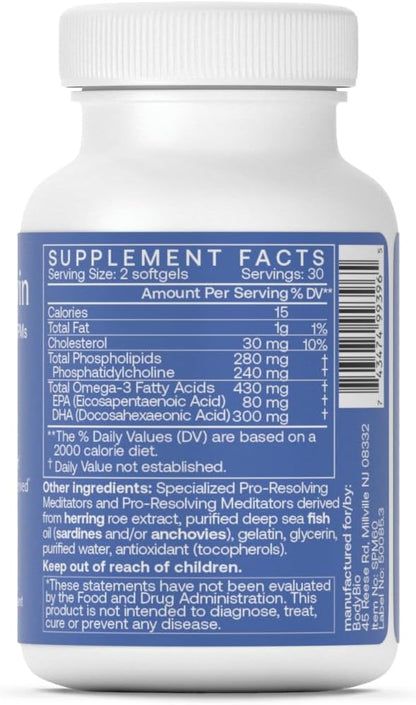 BodyBio Resolvin - Specialized Pro-resolving Mediators SPMs with Herring Caviar Extract - Support Healthy Inflammation Response, Skin Repair, Joint Comfort & Brain Health