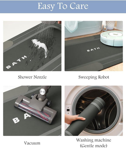 MontVoo Bath Mat-Bath Mats Non Slip Super Absorbent Stain Resistant Quick Dry Thin - 17"x27" Darkgrey