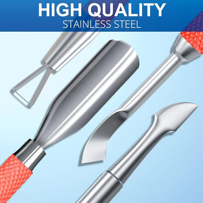 2PCS Metal Red Cuticle Pusher