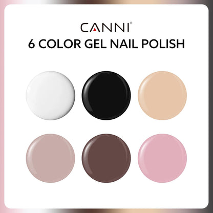 CANNI 9ml Hema-Free White Black Fall Gel Nail Polish Set- 6Pcs White Black Nude Pink Brown Fall Colors Gel Polish Kit, Soak Off LED Nail Gel Manicure Kit DIY at Home Salon Gifts for Women Girls