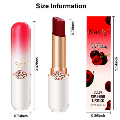 Kaely 3Pcs Peach Strawberry Red Cherry Hydrating Lipstick Tinted Lip Balm, Color Changing PH Lipstick Makeup, Korean Magic Lip Stain Long Lasting Waterproof, labiales magicos 24 horas originales