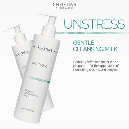 Christina - Unstress Gentle Cleansing Milk with Vitamin E | Smothing Refreshing milk Cleanser for Face | Soap-free Cleansing Milk for Face | Suitable for All Skin Types (10 fl oz.)