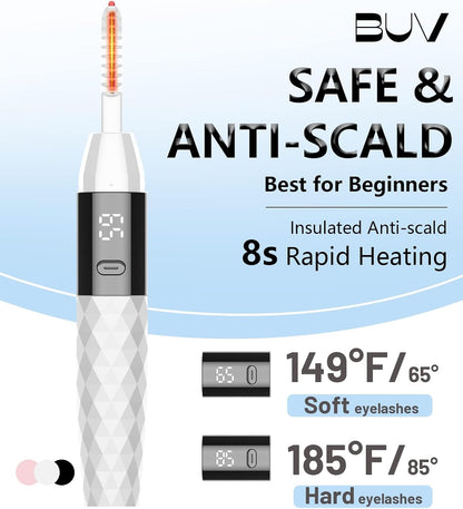 Heated Eyelash Curlers - Heated Lash Curler Best Seller Electric Eyelash Curler Rechargeable for 24H Long Lasting Natural Eyelashes, 4 Heating Modes, 8S Fast Heating, White