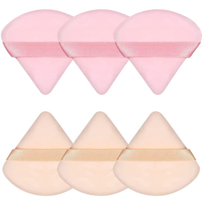 Pimoys 6 Pieces Powder Puff Face Triangle Makeup Sponge Soft Powder Puffs for Loose Powder Foundation Sponge Setting Powder Puff Makeup Tool, Stocking Stuffers Gift for Women