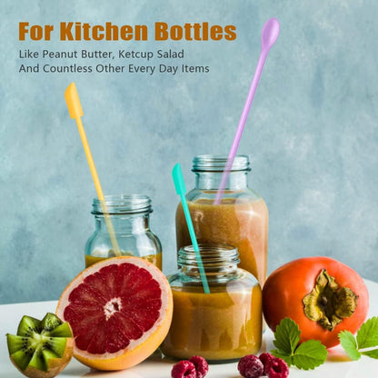 Silicone Spatula Set (6Pcs) - Mini Scraper Tool for Beauty & Food （Reach Every Last Drop - Multi-Size Spatulas for Makeup Jars, Lotion Bottles & Kitchen Containers）