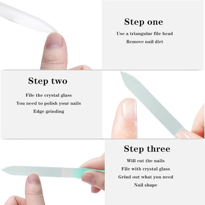 Glass nail file set, crystal