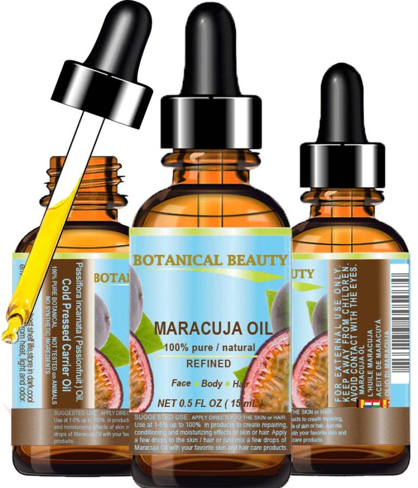 MARACUJA OIL 100% Pure Natural Cold Pressed Undiluted for Face, Skin, Hair, Body, Lip, Nails 0.5 Fl.oz.- 15 ml Rich in Vitamin C
