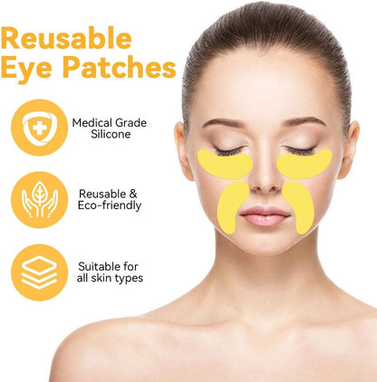 Reusable Eye Patches 6 Pairs, Silicone Under Eye Patches and Gel Eye Pads Cold Warm Eye Compress for Reduce Puffiness Circles Wrinkle Cooling Eye Mask Ice Packs