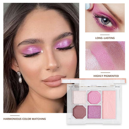 5 Colors Eyeshadow Palette Makeup, Matte Shimmer Eye Shadow Palette, Long Lasting Naturing-Looking, paleta de sombras de ojos,Everyday to Eye Makeup Looks,Vegan & Cruelty-free 04#