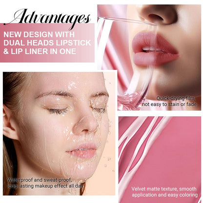 Kaely 2-in-1 Matte Lipstick and Lip Liner, Liquid Lip Stain Makeup for women Long Lasting Waterproof Smudge Proof, labiales matte mate larga duracion listip 24 hours originales, 35 Mauve Pink