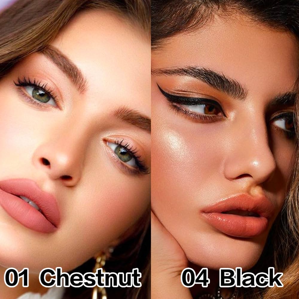 Eyebrow Ink Pencil by Brow Stylist -Micro 4 Point Brow Pen Lift & Snatch Eyebrow Pen Kits with 3 Eyebrow Stencil Long-Lasting Waterproof Natural Eyebrow Hair (2Pcs 01# chestnut&04# black)