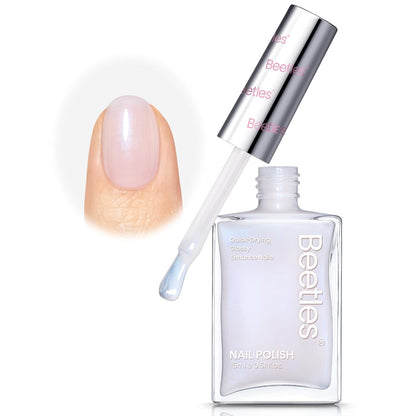 Beetles Nail Polish - Jelly White Nail Polish Natural Blue Glitter Nail Concealer Fast Dry Quick Milky White Nail Strengthener and Growth Treatment for Thin and Damaged Nails,0.51 FL OZ
