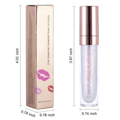 evpct 1Pcs Light Pink Pearlescent Chameleon Shimmer Glitter Lipstick Lip Gloss, Long Lasting Waterproof Glitter Metallic Sparkly Glossy Lip Gloss Tint Liquid Lipsticks Set Lip Stain Makeup for Women