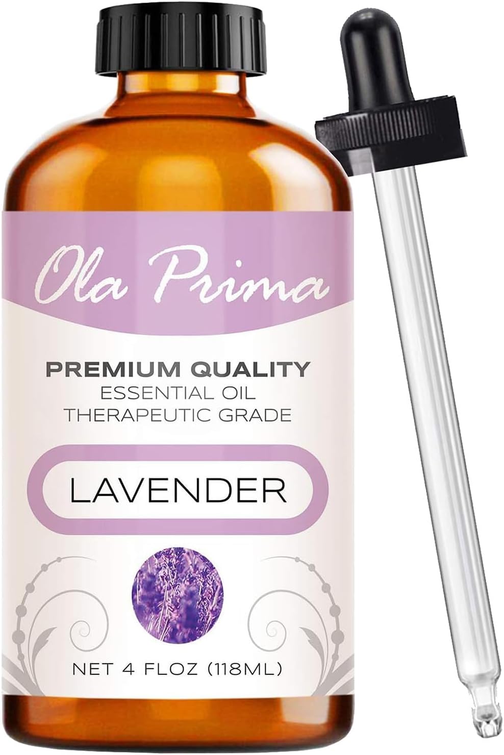 Ola Prima 4 oz Lavender Essential Oil for Diffuser, Soap, Candle Making, and Aromatherapy