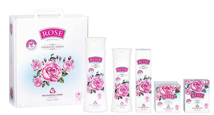 Bulgarian Rose 5 Piece Gift Set with Bulgarian Natural Rose Soap, Rose Body Wash, Rose Hand Cream, Rose Day Face Cream, Rose Micellar Water