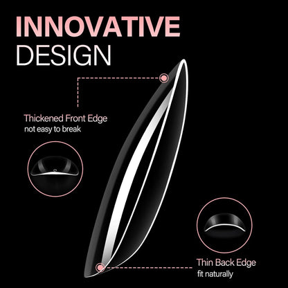 AILLSA Medium Almond Nail Tips Soft Clear Gel Nails Tips Preshaped Full Cover Nails Tip False Gelly Nail Tip for Nails Extension with Storage Box 216pcs 12 Sizes