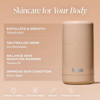 Saltair Skincare Deodorant - Aluminum-Free Deodorant for Women with Long Lasting Odor Protection Zinc and BHA. Refillable Stick, Suitable for Sensitive Skin, 2 Pack Santal Bloom Scent
