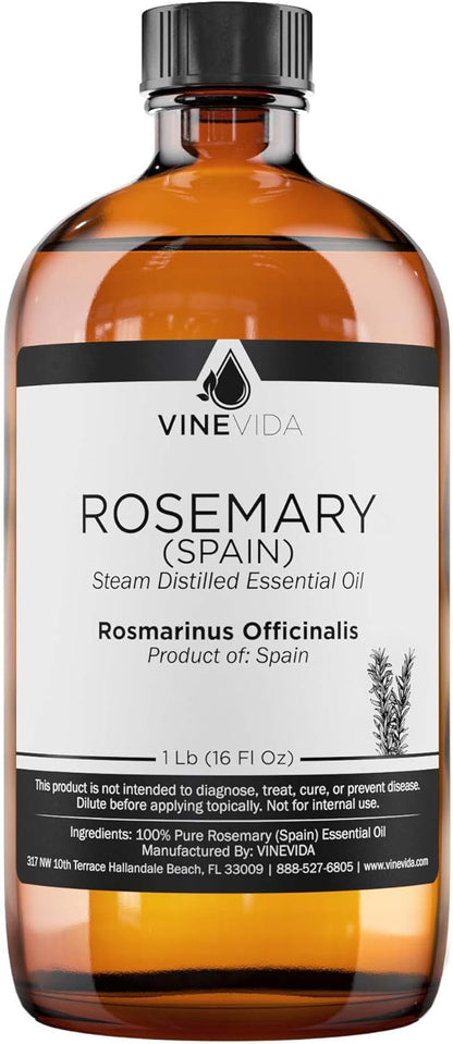 VINEVIDA Rosemary Spain Essential Oil - 16 oz - Undiluted - DIY Candle Scents - Bulk for Soap Making