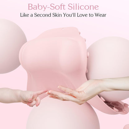 Silicone Bath Pillow, New Material Bath Pillows for Tub Head Neck and Back Support, Bath Tub Pillow with 4D Press Inflatable Airbag and Non-Slip Strong Suction Cups, Quick-Drying, Easy to Store, Pink