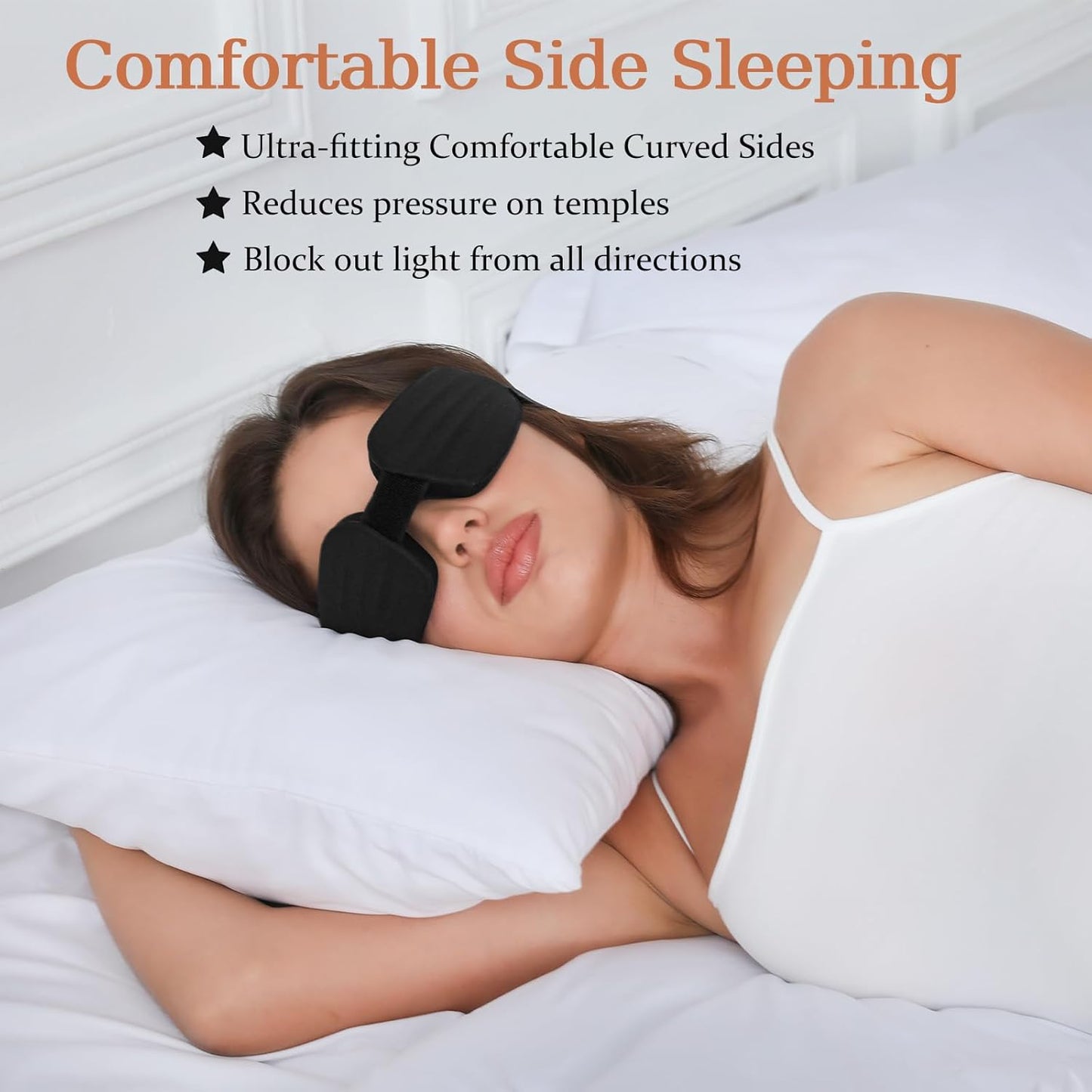 Sleep Mask for Side Sleeper Women Men, Eye Mask for Sleeping Light Blocking, Zero Eye Pressure 3D Sleeping, Black