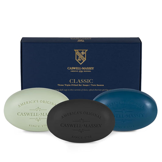 Caswell-Massey Men’s Bar Soap Gift Set - Newport, Oaire & Greenbriar - Moisturizing Triple-Milled Body Wash Bars for All Skin Types, Plant-Based & Essential Oils Formula, Made in USA, 3 x 5.8 oz