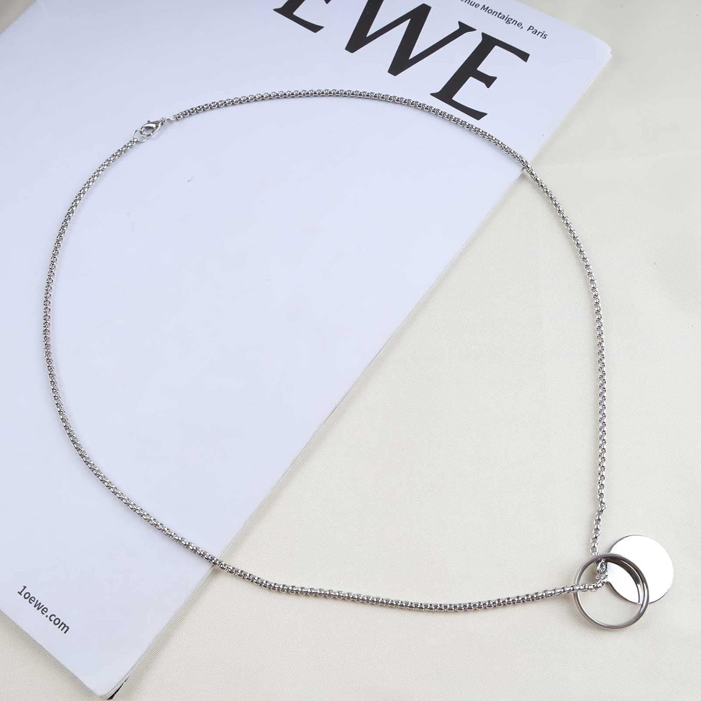 Punk Circle Choker Necklace Coin Disc Pendant Necklace Hiphop Open Circle Necklace Long Silver Hollow Circle Necklace Jewelry for Women and Girls