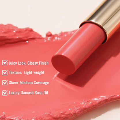 Oulac Moisturizing Shine Lipstick For Women Christmas Set 2PCS, 2 in 1 Tinted Lip Balm for Winter, Hydrated Juicy and Glossy Lip Color for Dry, Cracked and Chapped Lips, Vegan [04+12]