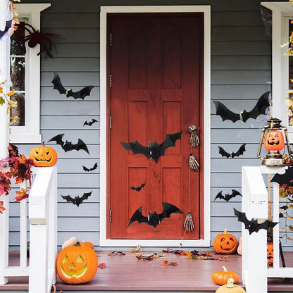 Halloween 3D Bats Decorations Halloween Bats Decoration Sticker Waterproof Scary Bats Wall Decor for Halloween Home Decor Wall and Party Decoration 60Pcs
