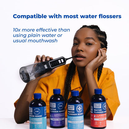 Concentrated Water flosser Rinse & mouthwash Teeth WHITENING | Add to Water Flossers| Fruit Flavor | 2 Pack = 33.8 fl.oz | Peroxide Free. Made in USA