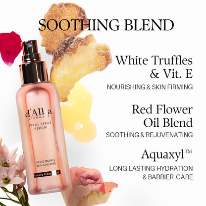d'alba Piedmont Italian White Truffle Vital Spray Serum, Vegan Skin Care, Calming and Hydrating Facial Mist for Red and Sensitive Skin, Glow Serum, Surfactant Free, All in One, Korean Skin Care