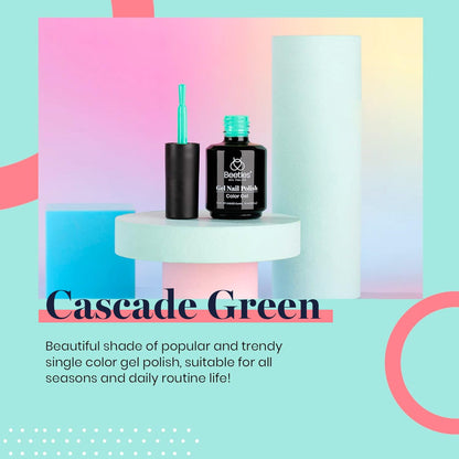 Beetles Gel Nail Polish Cascade Green Color Soak Off UV LED Nail Lamp Gel Polish 15 ml for All Season Gel Polish Nail Art Design Manicure Salon DIY Salon Gel