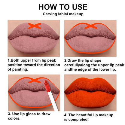 evpct 2Pcs Orange Light Fire Red Matte Liquid Lipstick Lip Gloss Stain and Retractable Lip Liner Makeup Set for Women Long Lasting Waterproof 24 Hours Lipstick labial mate larga duracion 24 54#