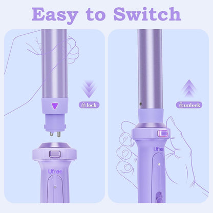 Birthday Gifts for Women, Ufree 5 in 1 Curling Iron with Interchangeable Ceramic Barrels (0.35"-1.25"), Curling Wand Set with Flat Iron Hair Straightener, Instant Heat Up, Dual Voltage Hair Curler