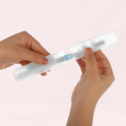 VOCOSTE 2 Pcs, Toothbrush Travel Case, Plastic, Lightweight Traveling Toothbrush Holders Case, White Purple, 7.48"x1.06"