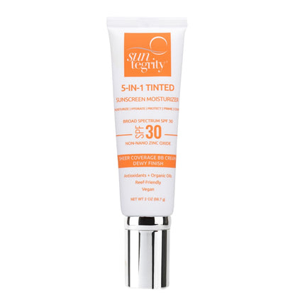 Suntegrity Tinted 5 in 1 Mineral Sunscreen for Face (SPF 30-2 oz) - Golden Light | BB Cream Moisturizer with Physical UVA/UVB Broad Spectrum Protection | Safe for Sensitive Skin