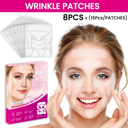 Kaely 128 Pcs Wrinkle Patches for Face Overnight, Silicone Scar Tape for Wrinkles Forehead, Face Tape for Wrinkles Overnight Sleeping Lifting Sagging Skin, Smile Line Facial Smoothing