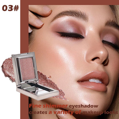 Red Brown Shimmer Single Eye Shadow Palette Makeup with Mirror,Neutral Powder Monochrome Eyeshadow for Older Women,Waterproof Long Lasting Naturing-Looking sombras para ojos