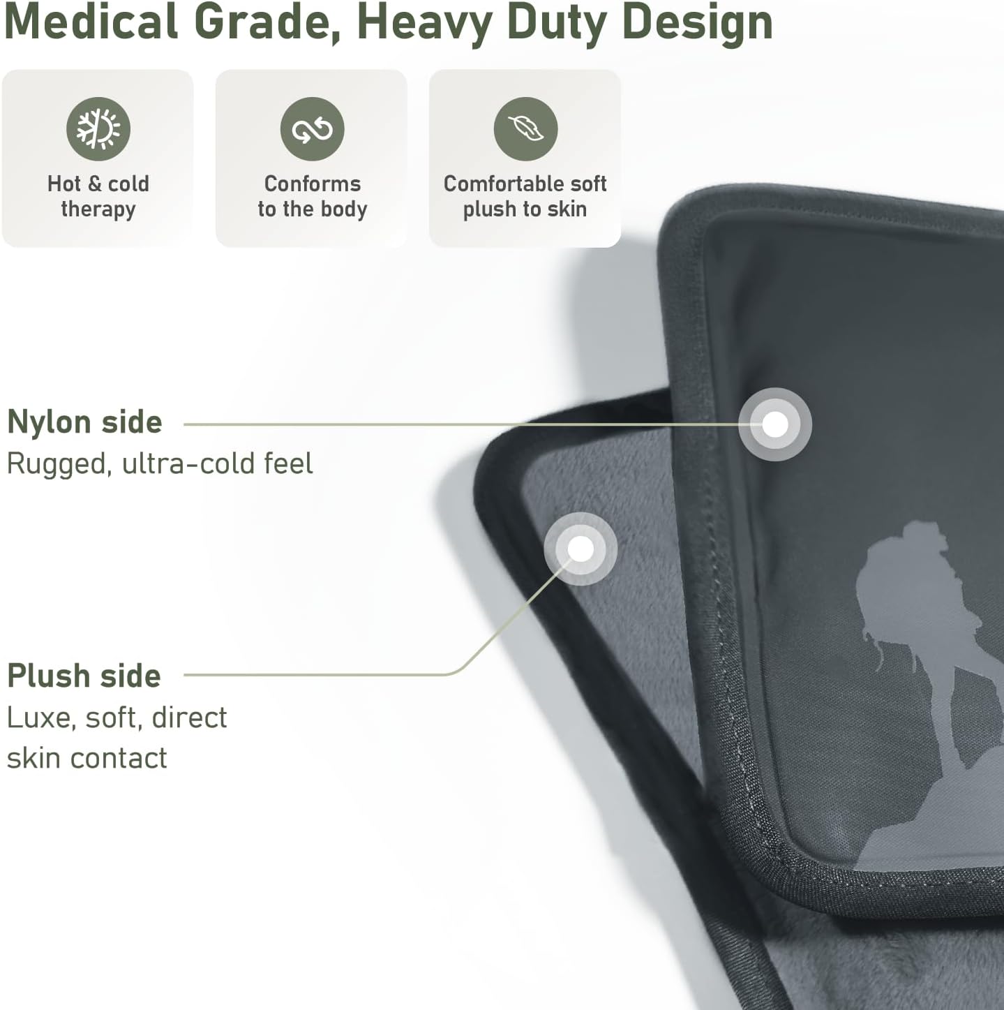 Medium Flexible Gel Ice Packs Reusable - Hot and Cold Soft Ice Packs for Injuries Reusable for Ankle, Arm, Foot, Leg, Back Pain Relief - 8" x 12" - 2PK - Grey