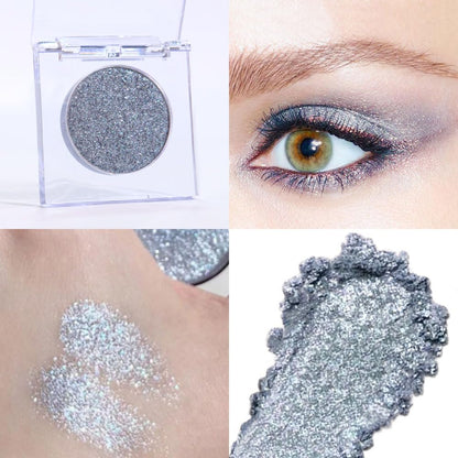 Glitter Shimmer Sparkle Eye Shadow Palette Makeup for Women, Shimmer Blue Glitter Metallic Holographic Iridescent Cream Iridescent Single Monochrome Eyeshadow Makeup