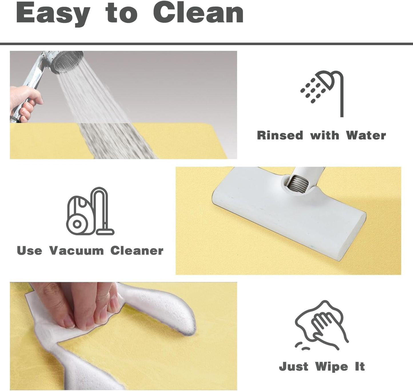 Bathroom Mat Quick Dry, Bathroom Rugs Non Slip Washable Thin Absorbent Bath Mat Fits Under Door Bathroom Floor Mat Perfect for Bath, Shower, or Sink 16"x24" Light Yellow