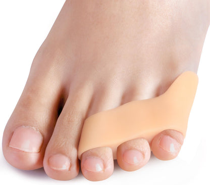 Povihome 10 Pack Pinky Toe Separator and Protectors, Triple Gel Toe Separators for Overlapping Toe, Curled Pinky Toes Separate and Protect (Beige)