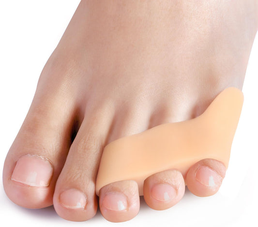 Povihome 10 Pack Pinky Toe Separator and Protectors, Triple Gel Toe Separators for Overlapping Toe, Curled Pinky Toes Separate and Protect (Beige)