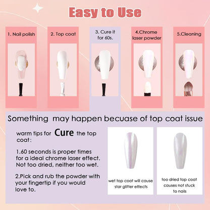 Allstarry Chrome Nail Powder Holographic Aurora Metallic Mirror Laser Effect Pigment, Iridescent ICY Aurora Glitter Dust Kit for Gel Polish Nail Art Decoration, Resin Craft - Emerald Rainbow