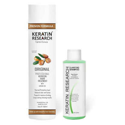 KERATIN RESEARCH Brazilian Keratin Hair Treatment Straightening Complex Blowout LONG Lasting Organic Natural Results with Argan Oil Keratina Brasilera (10oz+4)
