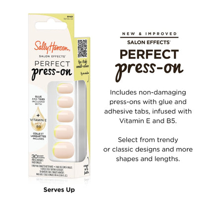 Sally Hansen Instant Cuticle Remover & Salon Effects Perfect Press-On Nails, 30 Designs, Nail Glue & Tabs